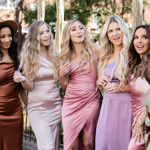 Bridesmaids wearing different shade Lumen Luxe Extensions